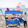 Blue Adjustable Heavy Duty Collapsible Folding Utility Car Wagon Outdoor Camping Cart Beach Picnic foldable Camping Wagon